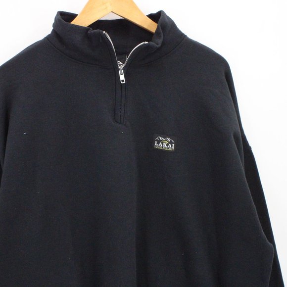 Lakai Sweatshirt Season Mens Black Pullover Long Sleeve Quarter Zip Size 2XL NWT - Picture 2 of 12